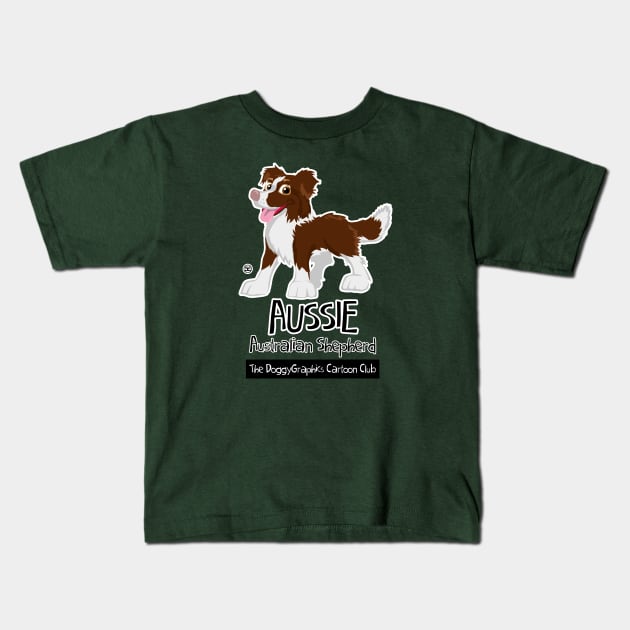 Aussie CartoonClub - Brown Kids T-Shirt by DoggyGraphics